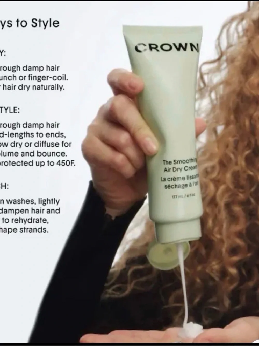 Crown Affair The Smoothing Air Dry Hair Styling Cream 6oz New without Box.